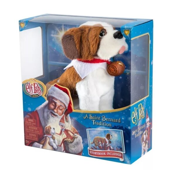 NWT - Elf Pets: A St. Bernard Tradition Plush St. Bernard and Hardcover Book - Picture 2 of 3